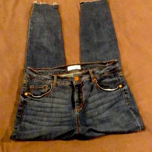 Loft jeggings size 8 with ankle slots and fringe